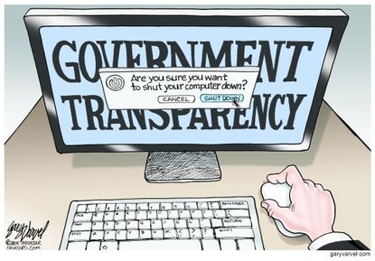 Political cartoon U.S. government transparency