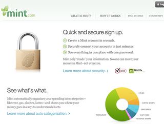 Mint's homepage lays everything out on the table