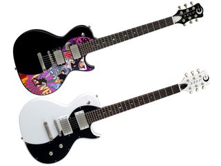 The Your Space guitar (top) has a clear scratch plate