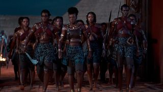 Viola Davis and tribe in The Woman King