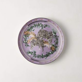Loki Lavender Tiger Dessert Plate by Matthew Williamson