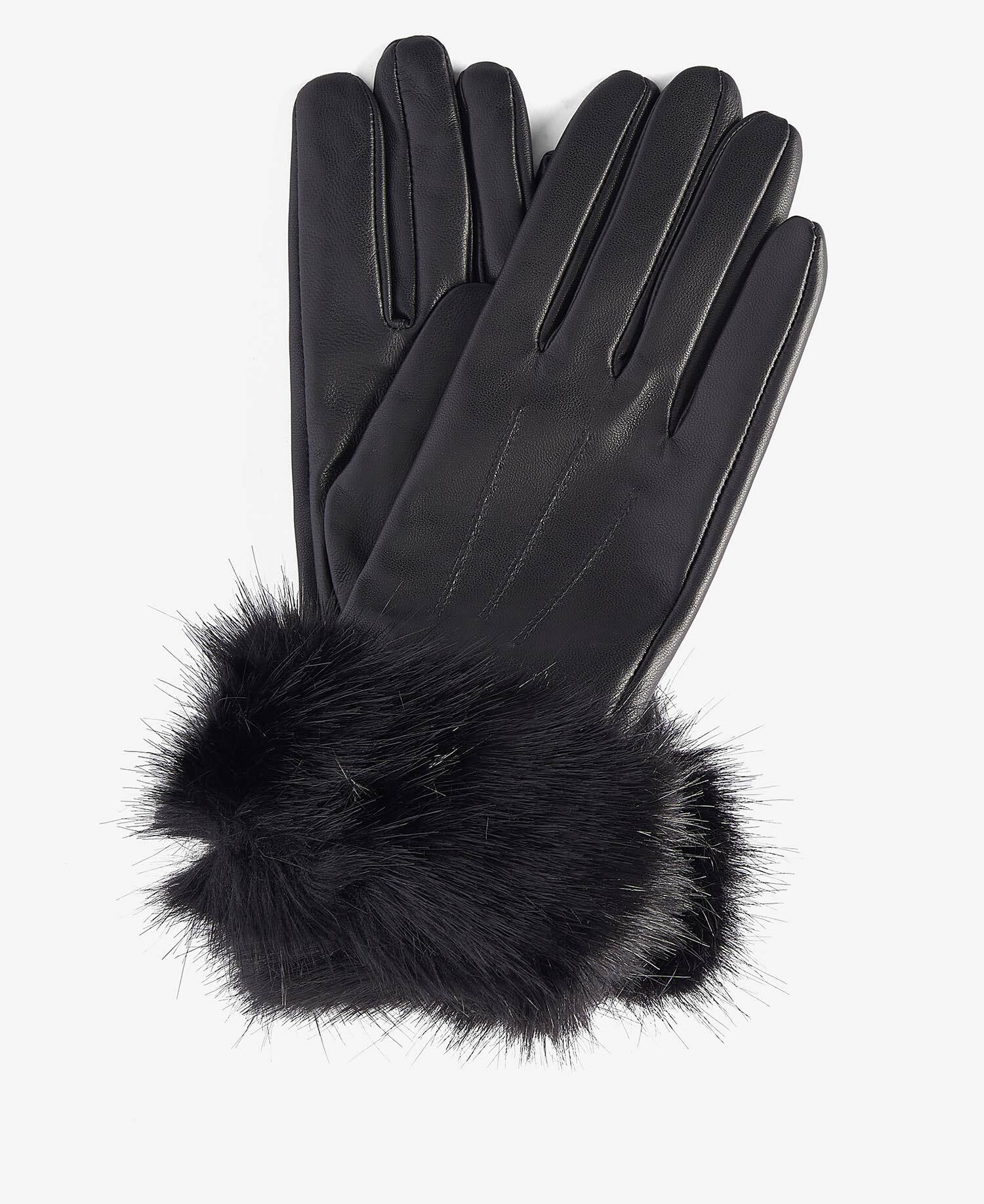 Faux-Fur Trimmed Leather Gloves
