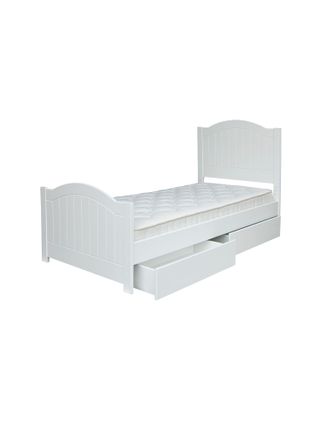 Adorable Tots New Hampton Grooved Single Bed in white with two drawers and a mattress