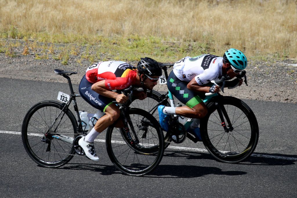 Hayden McCormick and Travis McCabe descend in the breakaway during stage 5 at the Tour of Utah