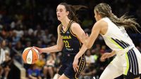 Caitlin Clark #22 of the Indiana Fever plays against the Dallas Wings during a pre season game at College Park Center on May 03, 2024