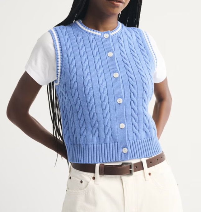 Abercrombie &amp;amp; Fitch, Cable-Knit Crew Sweater Vest (Was $65)