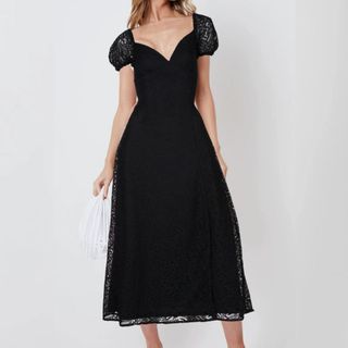 black lace midi dress