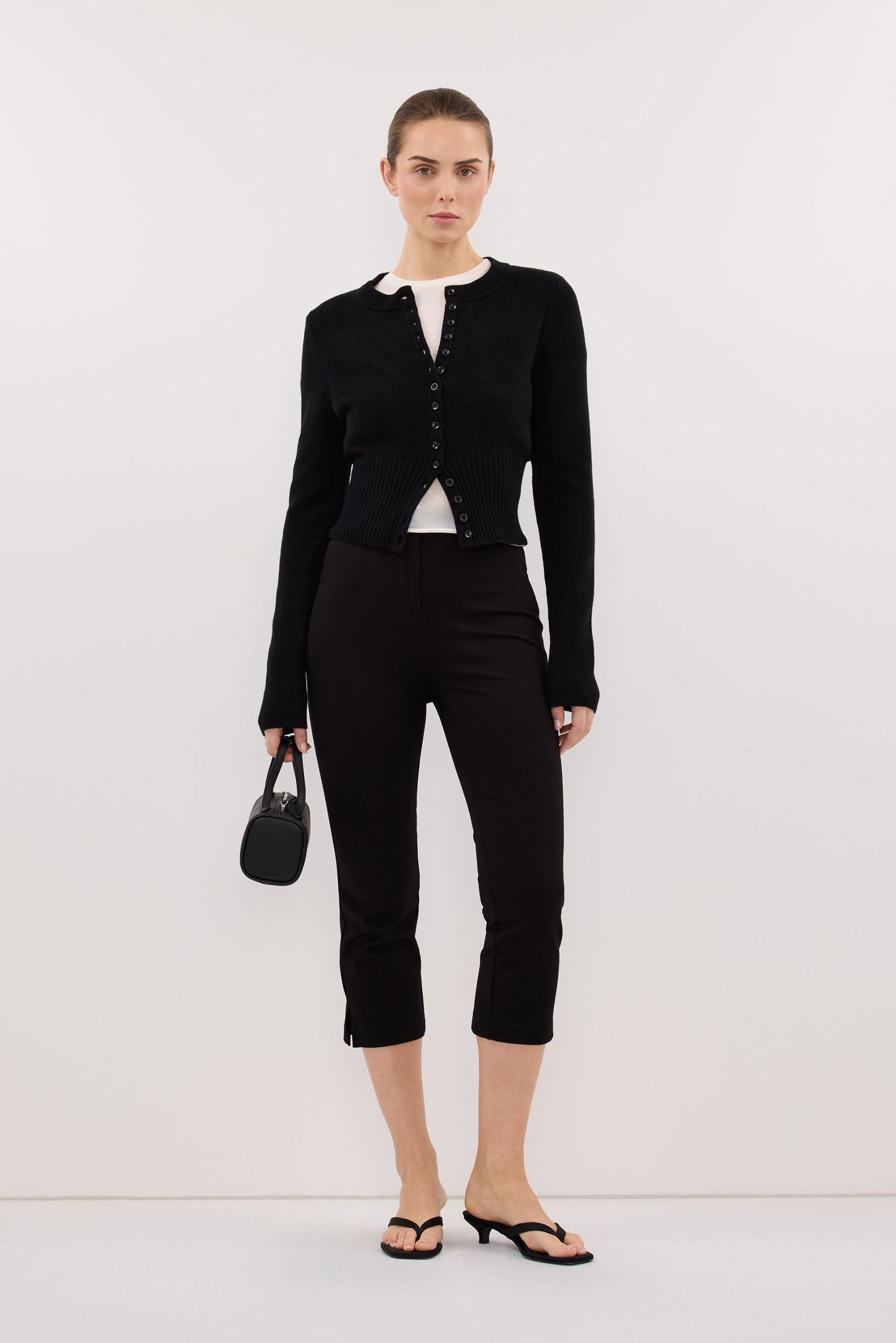 Iris Black Crew Knit Cardigan - Xxs / Black