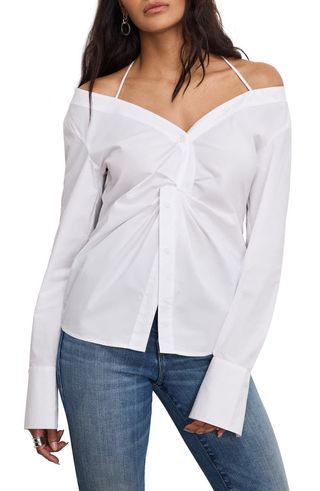 Poplin Off the Shoulder Top