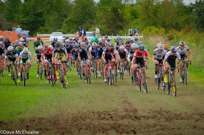 Elite Men's start just before a massive crash