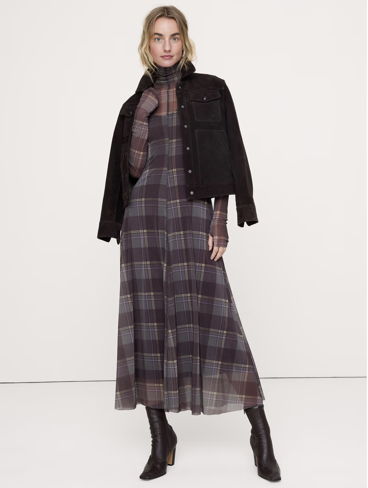 Banana Republic, Mesh Long-Sleeve Maxi Dress