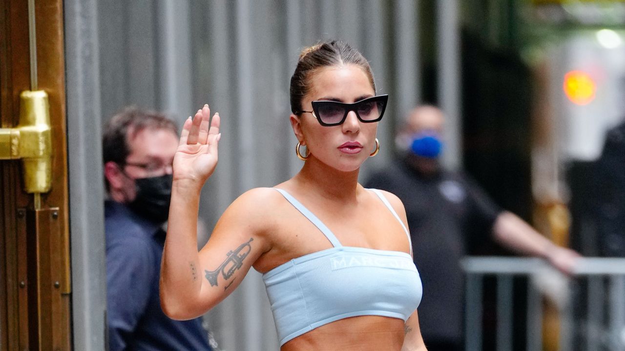 new york, new york august 04 lady gaga departs radio city music hall on august 04, 2021 in new york city photo by gothamgc images