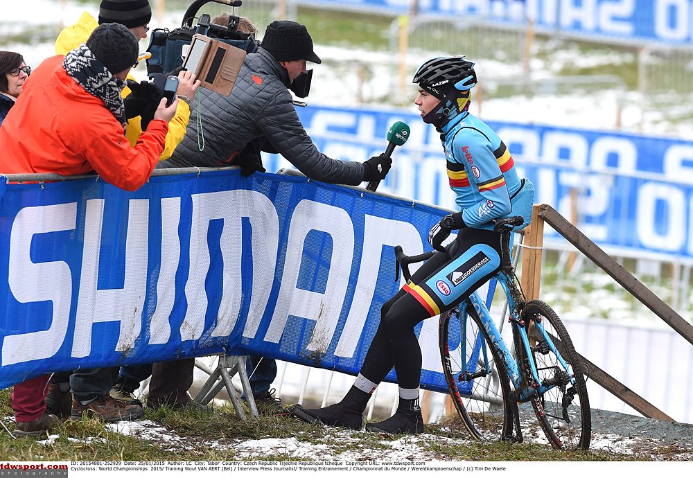 Wout Van Aert (Belgium) speaks with the media