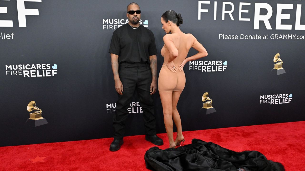 Bianca Censori and Kanye ‘Ye’ West on the red carpet at the 2025 Grammys