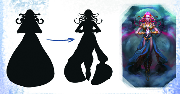 Explore silhouettes for your characters; A female character silhouette