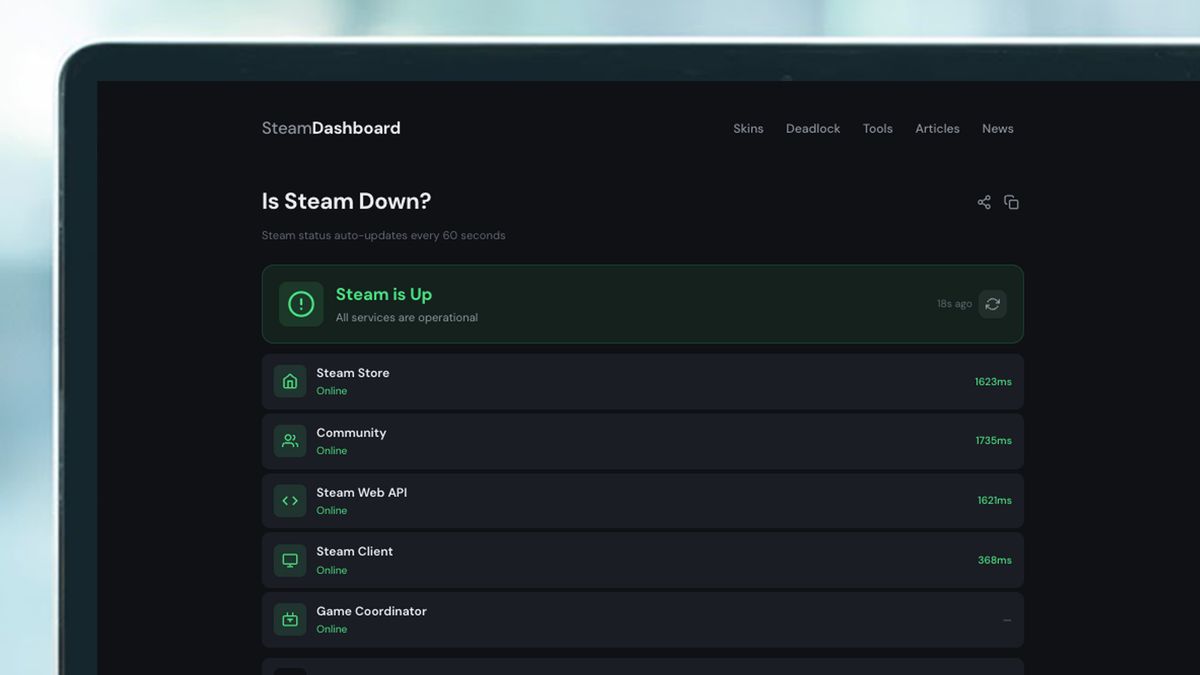 A laptop screen showing the Steam dashboard