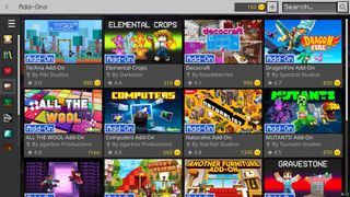 Minecraft screenshot of add-ons in the marketplace
