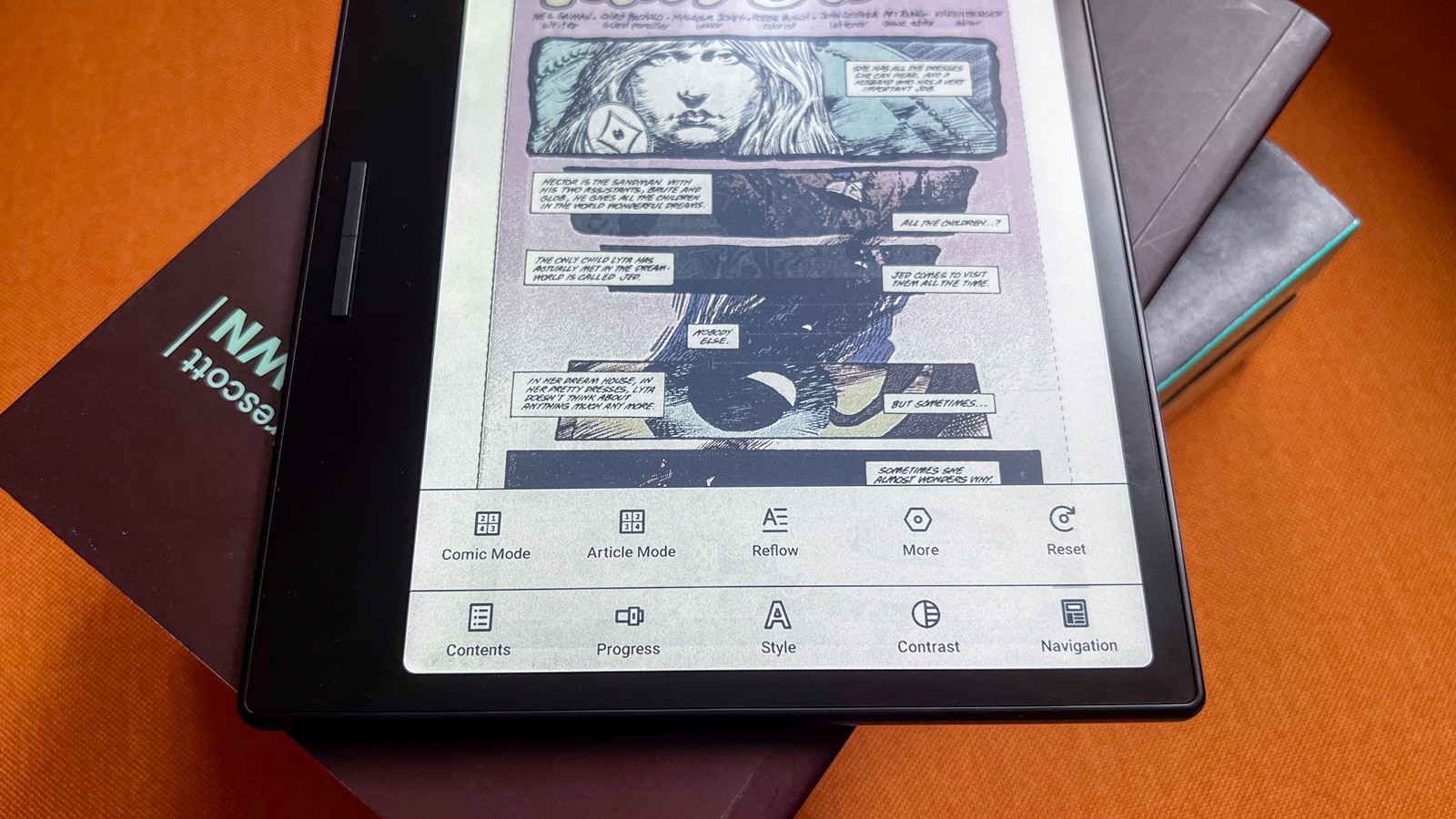 Settings available when reading a comic or graphic novel file on the Onyx Boox Go Color 7