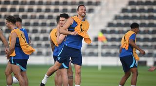 England players during a training session at the FIFA World Cup 2022 in Qatar