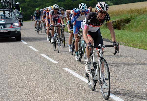 Franck Schleck (RadioShack-Nissan) tries to limit his losses after crashing late in stage 6.