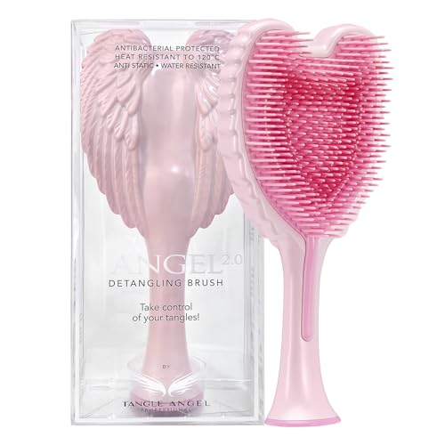 Tangle Angel Detangling Hair Brush - Anti Static Angel Wing Hair Brush With Soft &amp;amp; Flexible Bristle for Straight &amp;amp; Wavy Hair, Women Detangler Brushes for Dry &amp;amp; Wet Hair, Gloss Pink