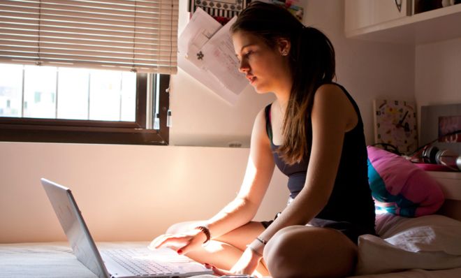 Girl using computer