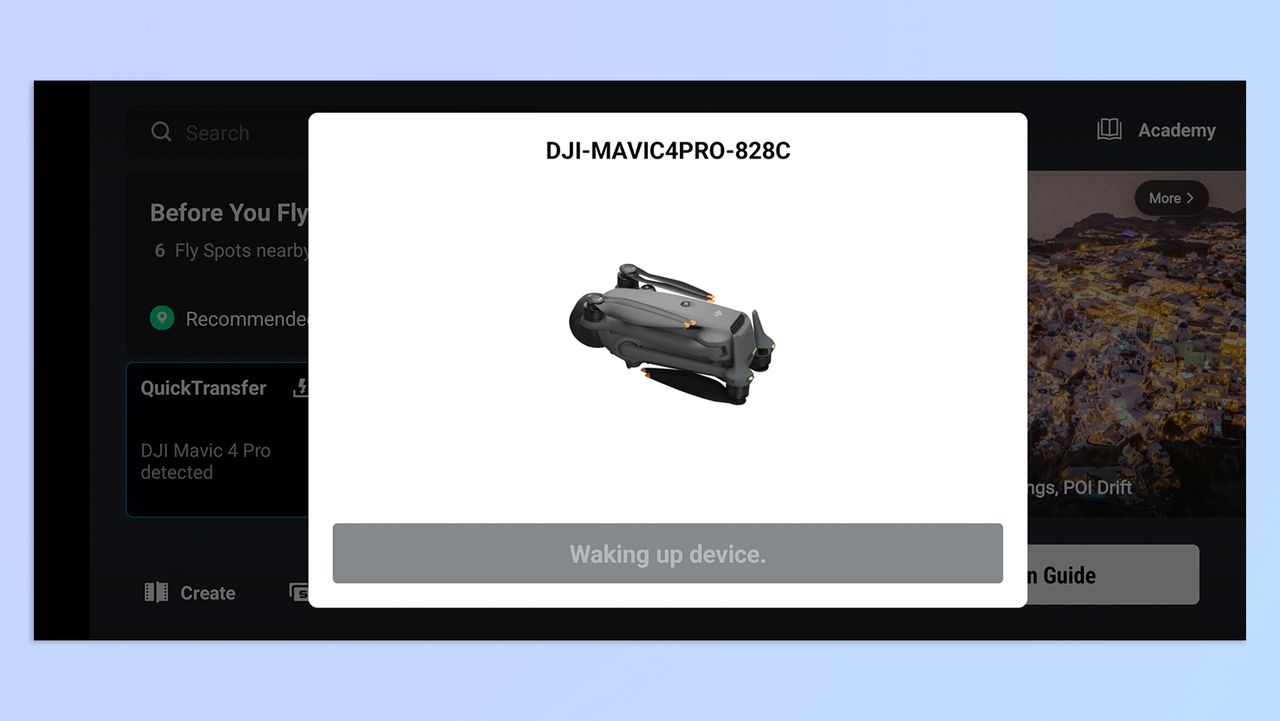 Screenshots of the DJI Fly app