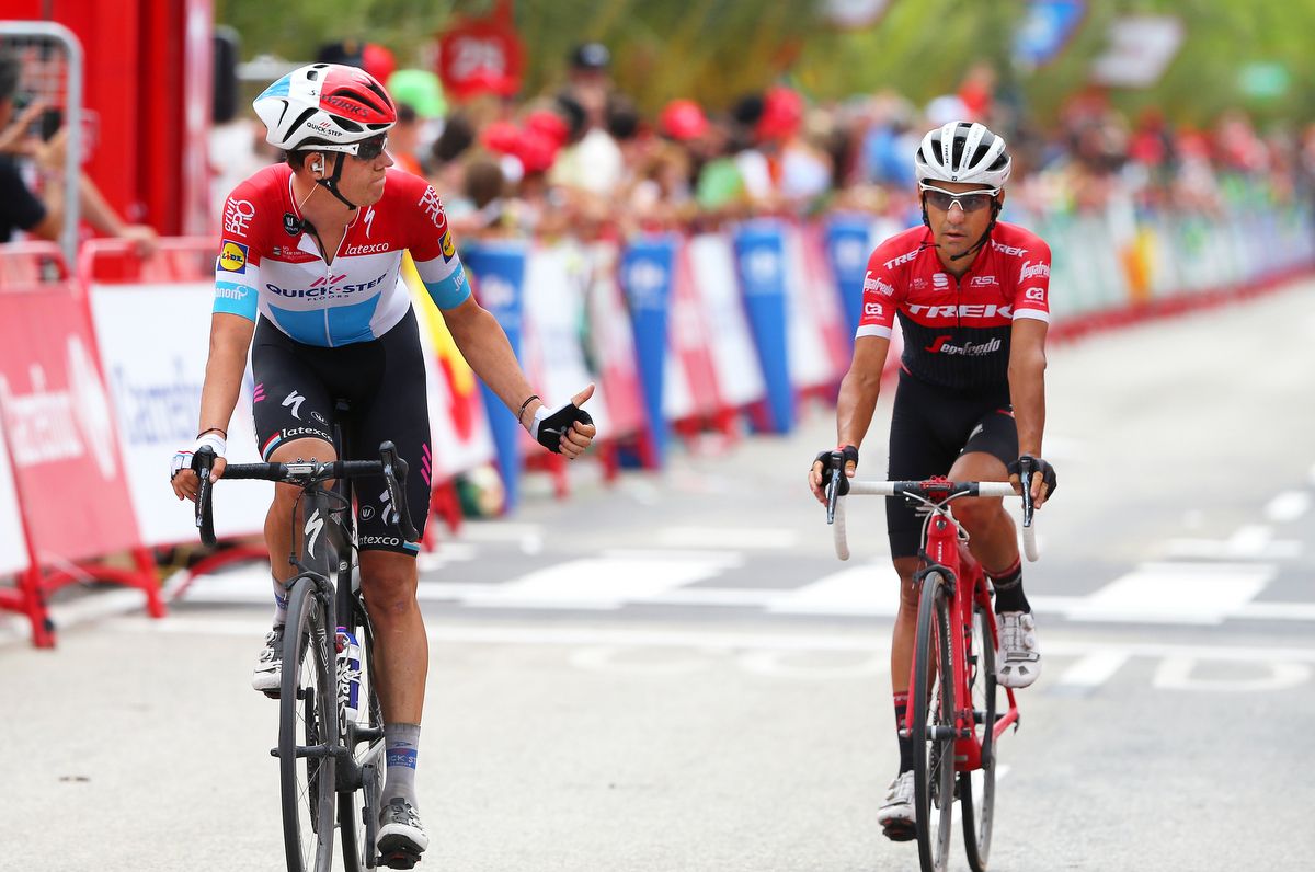 Thumbs up from Bon Jungels to Jesus Hernandez as the duo cross the line