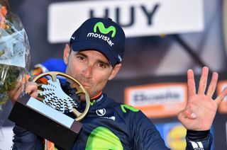 Alejandro Valverde celebrates his fourth Fleche Wallonne victory