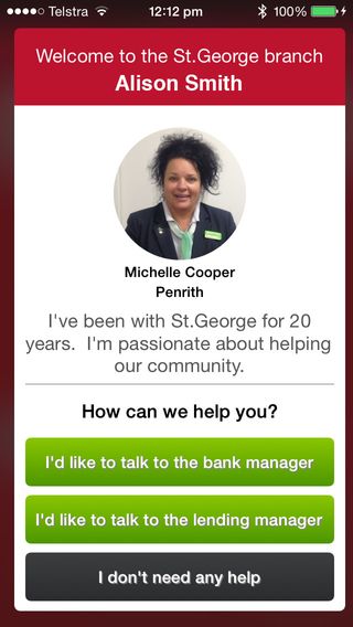 St George Bank iBeacon message
