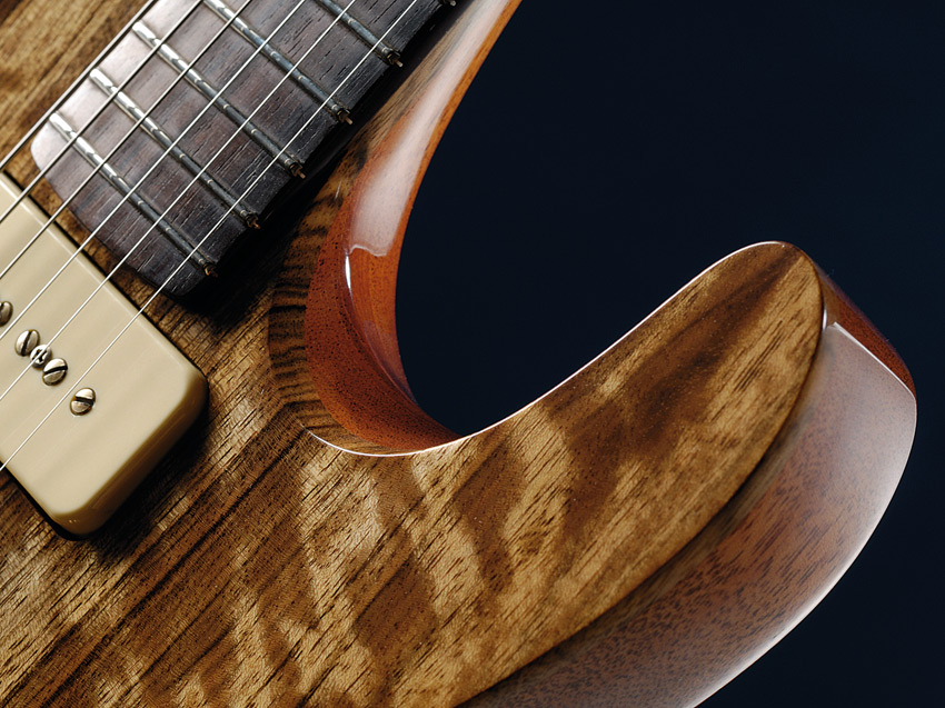 A Vanuatu Islands walnut top meets a Brazilian mahogany back