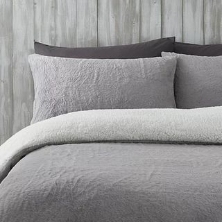 grey faux fur super soft bedding set