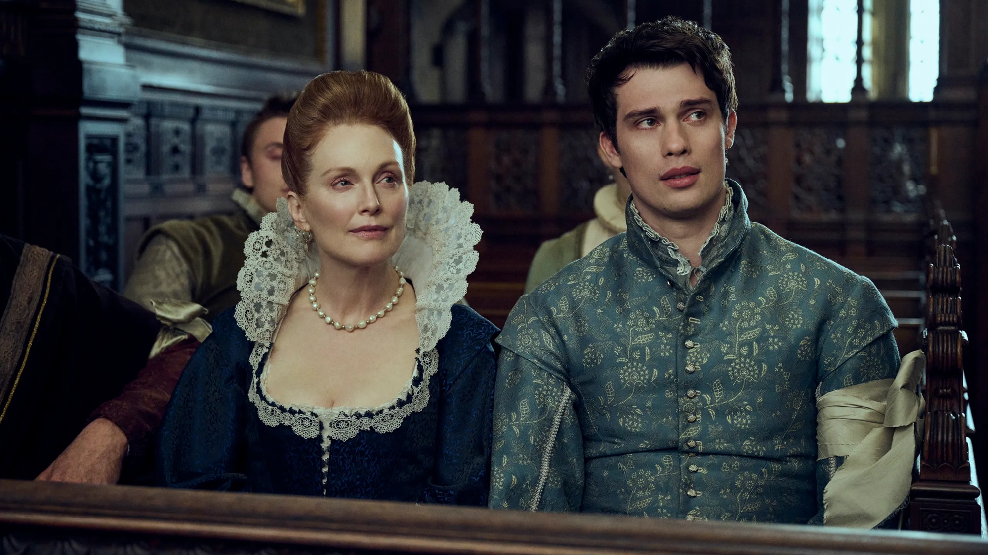 Julianne Moore and Nicholas Galitzine in Mary & George