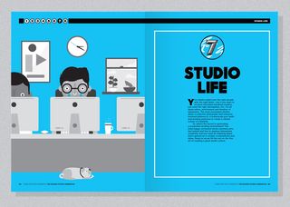 Spread from chapter seven, Studio life