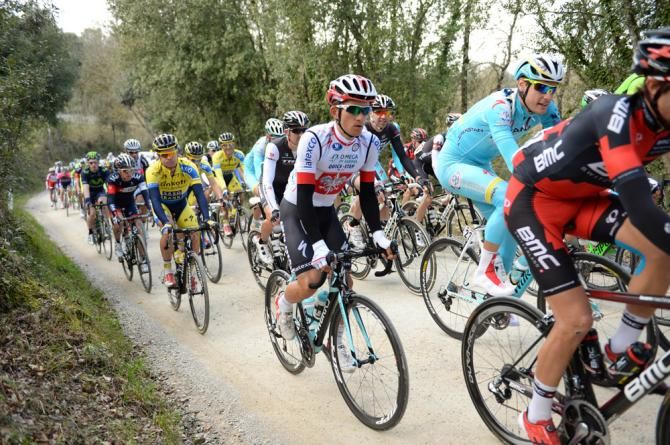 Polish champion Michal Kwiatkowski (Omega Pharma-QuickStep) bides his time in the peloton