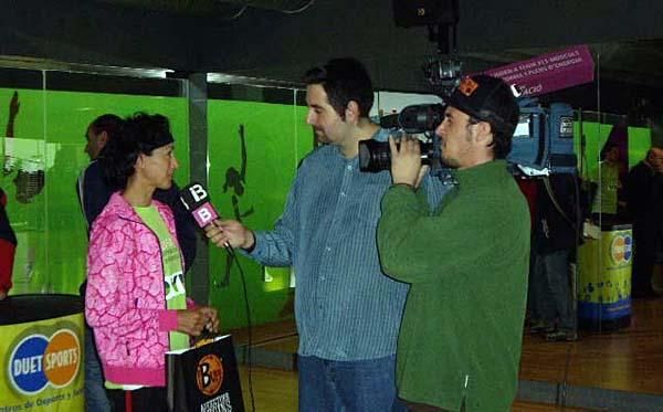 Marga Fullana (Massi) is interviewed by reporters