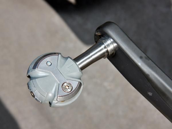 Brand-new Speedplay Zero Titanium pedals are installed for Fabian Cancellara's (Leopard Trek) run at Paris-Roubaix.