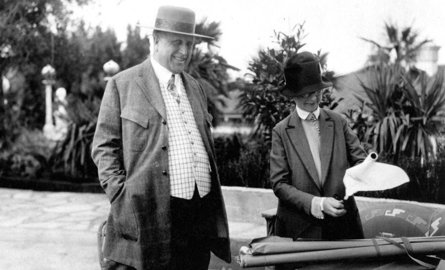 William Randolph Hearst with Hearst Castle architect Julia Morgan.