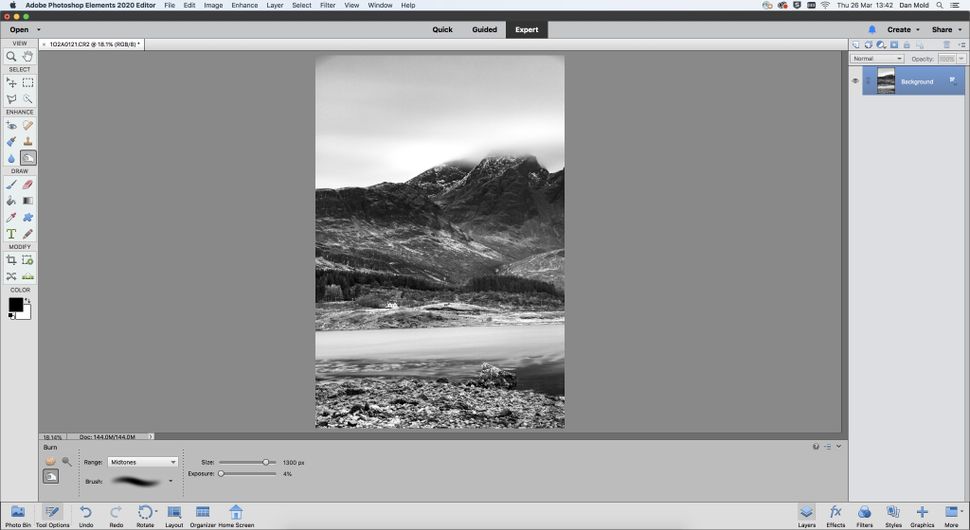 How to convert to black and white in Elements Digital