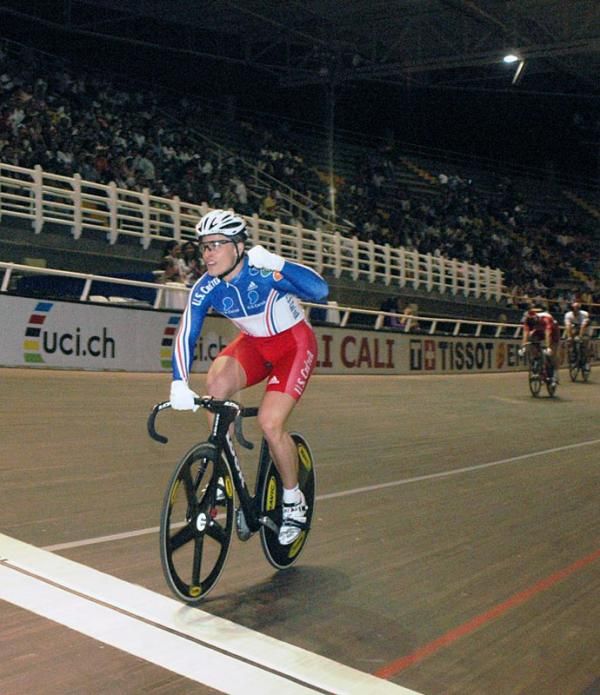Micha&euml;l D'almeida (France) earns the gold medal in the keirin.