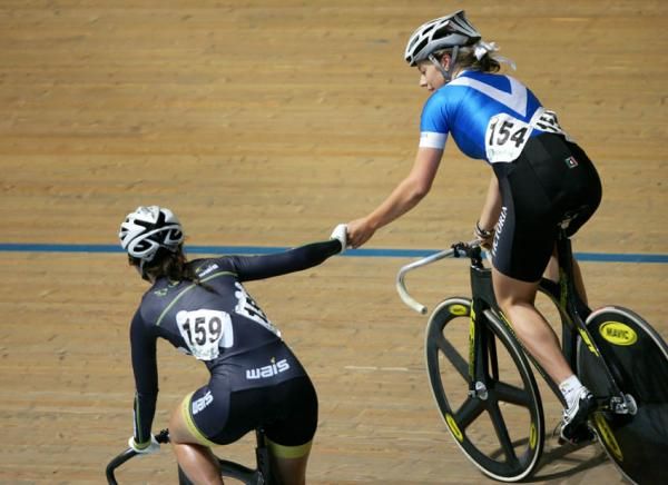 Holly Williams is congratulated by Cassandra Flugge