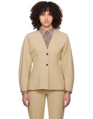 Beige Fitted Blazer