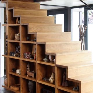 wooden storage staircase