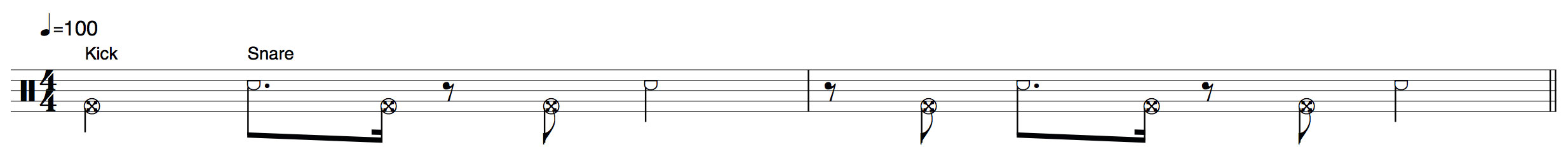 Kick and snare drum groove