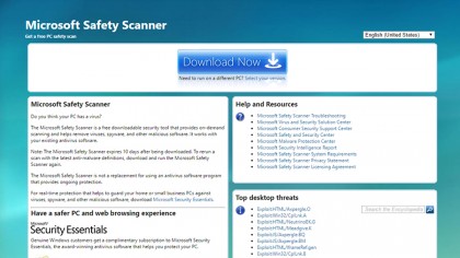 Microsoft safety scanner screen