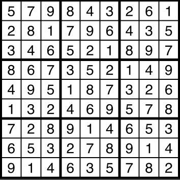 A solved sudoku.
