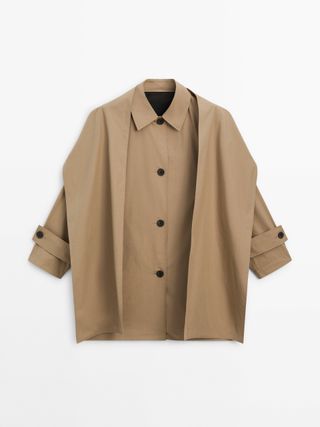 Massimo Dutti, Cotton Trench Coat with Scarf