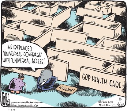 Political cartoon U.S. GOP health care ObamaCare