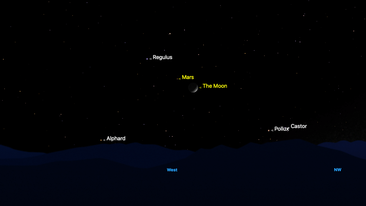 As the bright star Regulus and the Beehive Cluster shine close by.