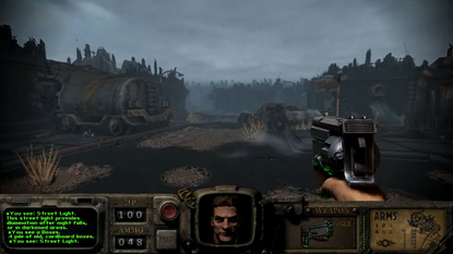Fallout bakersfield screenshot showing a character walking through a wasteland